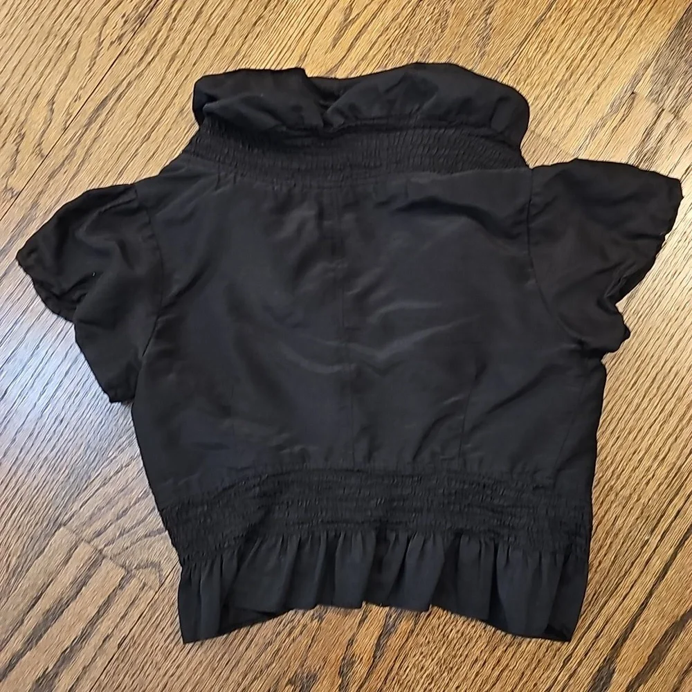 BCBGMAXAZRIA Ruffled Cotton Short-sleeve Ruffled Bolero Cropped Jacket - Picture 10 of 10